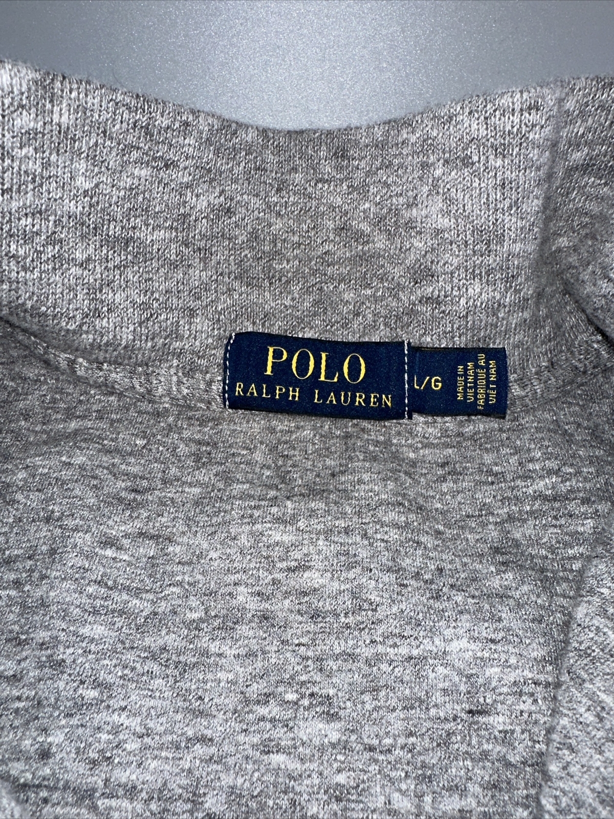 PONY Felpa pullover uomo RALPH LAUREN Estate grigio costola 1 4 cerniera L S taglia L