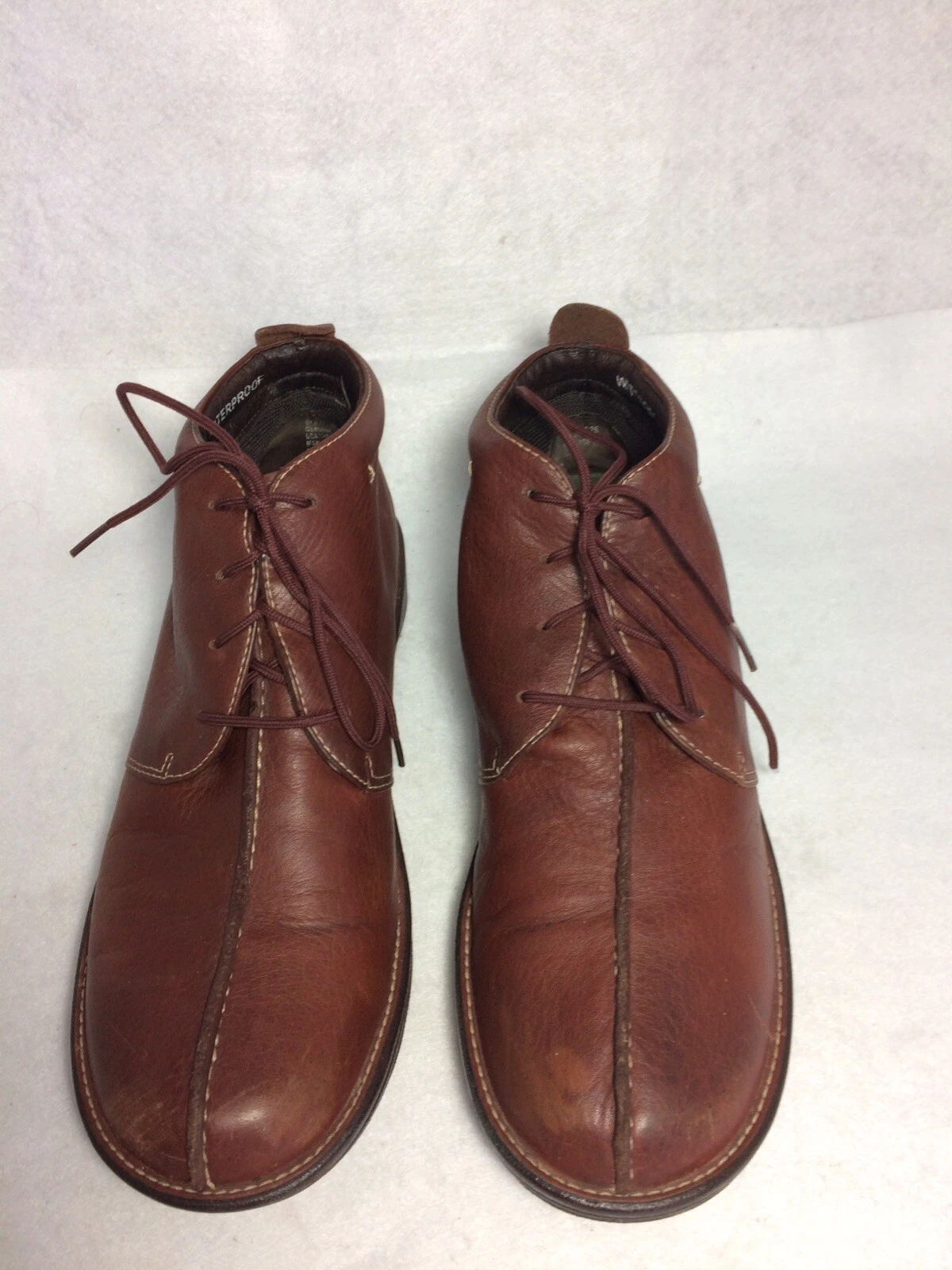 Timberland stivaletti donna pelle marrone castagno impermeabili cucitura centrale 9 5