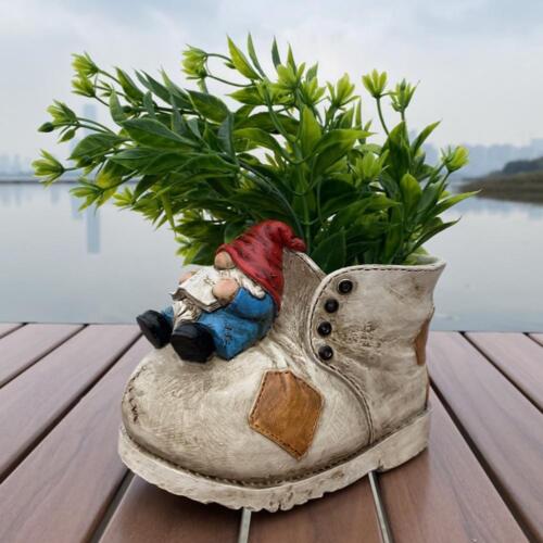 Boot Planter Flower Pot Stand Sculpture Garden Statue Outdoor Country Decor H4G5
