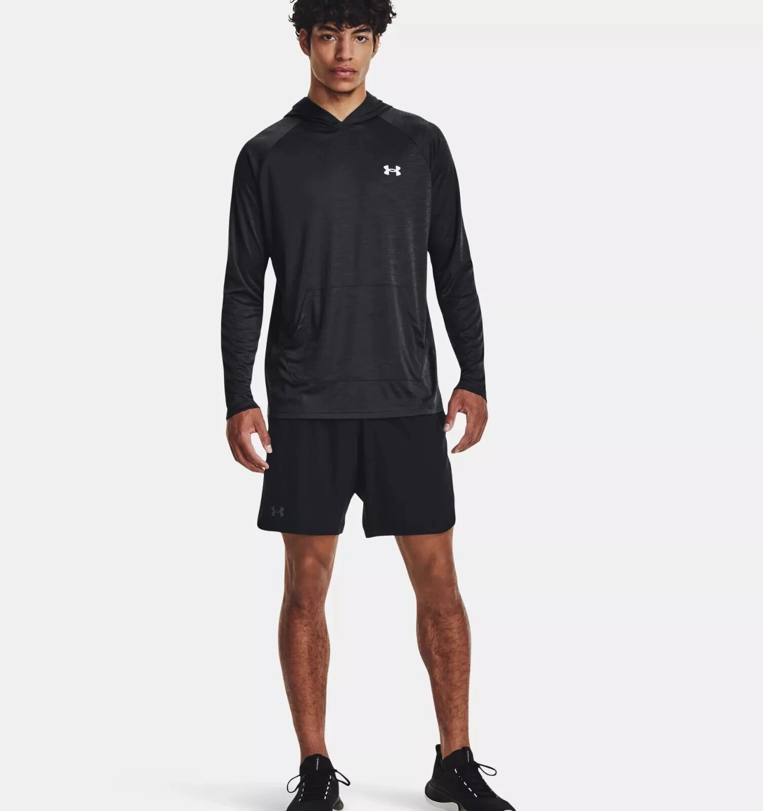 Under Armour Men's UA Velocity Hoodie Ultra-Soft Black/Gray 1327971-001 LARGE