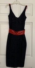 Rare Vintage Dolce & Gabbana D&G Blue Denim With Red Accents Dress 38/XS
