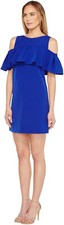 Tahari by Arthur S Levine Womens Crepe Sleevless Flutter Bodice in Blue Size 12