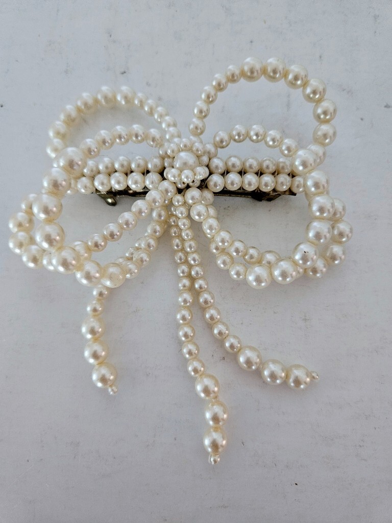 Pearl bow barrette Amazon.com : Jumwrit Big Hair Bow Rhinestone Pearl Hair  main image 4