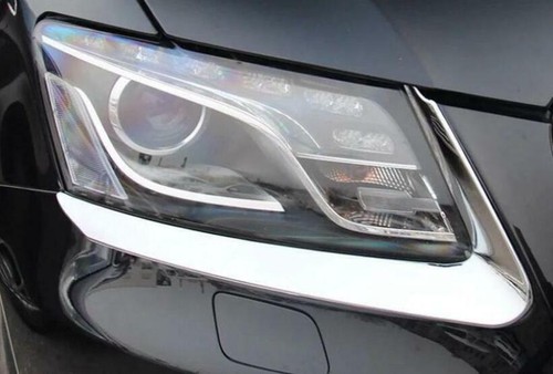 Fit For Audi Q5 2009-2011 2012 ABS Chrome Front Headlight Lamp Eyebrow Trim 2PCS - Foto 4 di 6