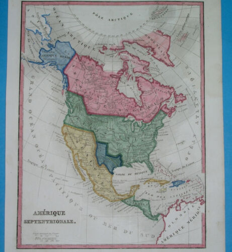 1844 rare ORIGINAL MAP UNITED STATES TEXAS REPUBLIC FLORIDA CALIFORNIA CANADA