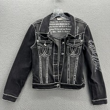 Good Ride Jacket Womens Medium Jean Denim Ladies Embellished Blue Ribbon Tack