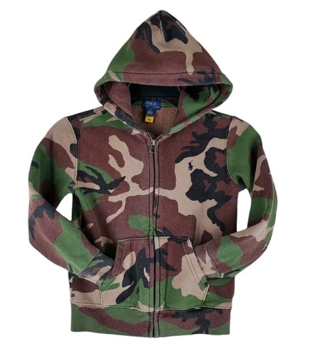Polo Ralph Lauren Camo Hoodie Jacket Boys Little Kid sz 6 Green Brown Full Zip - Picture 2 of 11