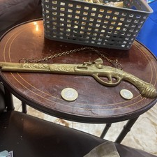 Vintage Brass Flintlock Pistol Ornamental Guns for Wall Hanging Decor