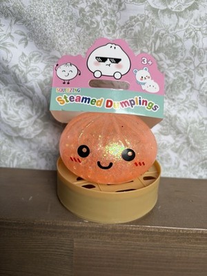 Steamed Dumplings Squeeze Ball Stress Reliever, Gel Squishy, Orange Glitter