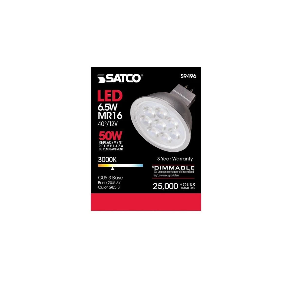 Satco Led Mr16 Flood Light Bulbs 40 Degree Warm White 6 Pack For Enclosed Fix... - Image 3 of 4