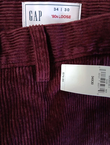 Gap Men's Size W34xL30 Oxblood '90s Loose Corduroy Pants NWT $80 - Picture 2 of 4