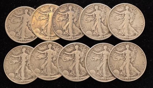 10 WALKING LIBERTIES! 10 COINS TOTAL! NR #64823