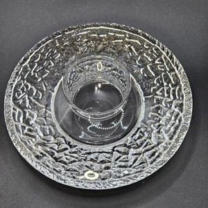 Orrefors Crystal Discus Votive Candle Holder Lars Hellsten Scandinavian MCM