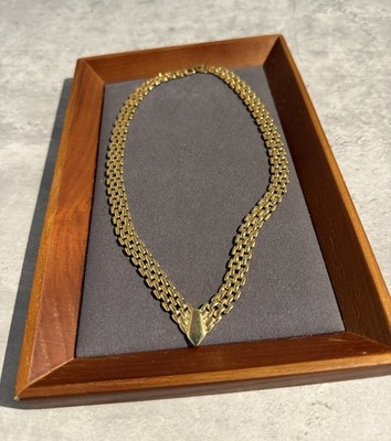 Vintage Napier Halskette flach liegend goldfarben Glieder Schnappverschluss Modeschmuck