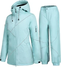 Gemyse Ski Snowsuit Women Waterproof Windproof Jacket Pants Set XL Light Blue
