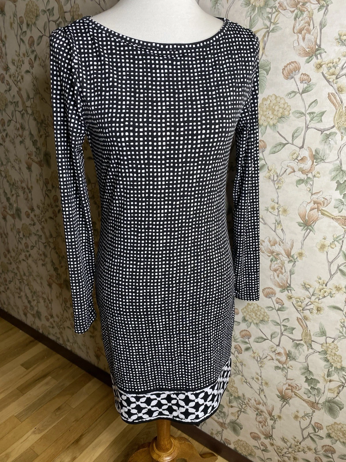 Abito formale MICHAEL KORS nero bianco manica lunga elasticizzato carriera taglia XS