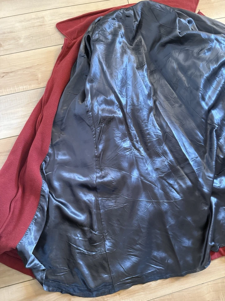 Abrigo de invierno pesado de lana azul pescado Jennifer Barclay rojo pintado a mano para mujer 1 Foto 4 de 4