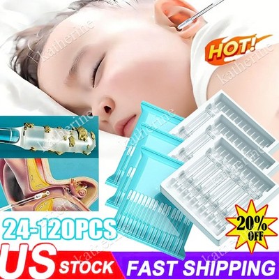 24-120pc Disposable Silicone Ear Wax Remover Sticky S/L Ear Pick Cleaner Tool*US