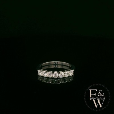 Farley And Weston Moissanite Half-Eternity Ring 9ct White Gold Handmade