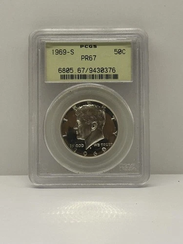 1969 S 50C Kennedy Silver Half Dollar PCGS PR68 OGH Proof Old Green Holder
