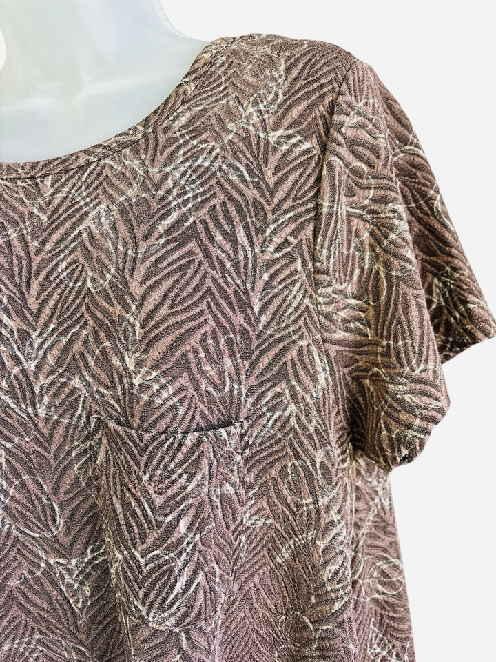 Vestido LuLaRoe Marrón Neutro Midi Alto/Bajo Cambio Para Mujer L Texturizado Floral Otoño Foto 3 de 4