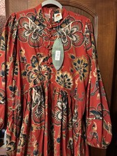 Farm Rio NWT Floral Dress M scarlet Embroidered Ballerina Dress Sleeve