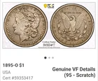 1895-O Morgan Silver Dollar PCGS Cleaned VF Detail Gold Shield