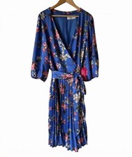 ELIZA J Vibrant Blue Watercolor Floral Accordian Pleated Dress Plus Sz 20W NWT