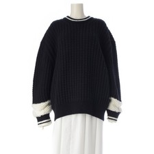 CHANEL 2025 COCO NEIGE Coco Neige Wool Back Coco Mark Knit Sweater P79703 Black