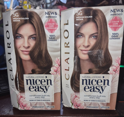 Lot of 2 Clairol Nice'n Easy Permanent Hair Color 5G Natural Medium Golden Brown