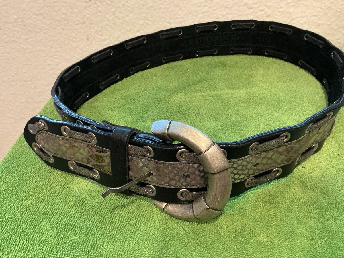 Vintage Leatherock Snakeskin Belt Leatherock Snakeskin Embossed Belt With Faux Pearl  main image 3
