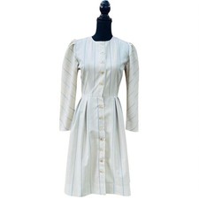 Handmade OOAK Prairie Pastel Stripped Button Down Pastel Tea Dress Fits XS-S