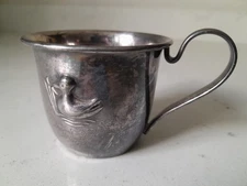 Vintage 820 Silver Child's Cup Embossed Duckling Selandia Denmark