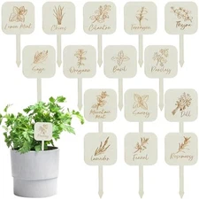 Leinuosen 30 Pcs Wooden Plant Labels Herb Markers Garden Labels with Printed 