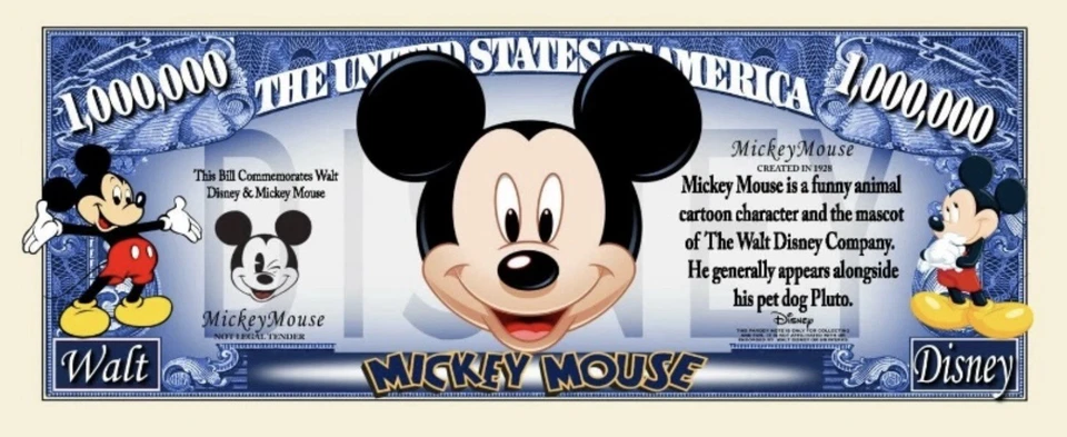 ✅ Pack de 50 Dólares Disney’s Mickey Mouse 1 Millón Coleccionable Novedad Dinero ✅ Foto 2 de 4