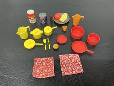 Vtg Barbie Kitchen Accessories Lot Pots Pans Utensils Food Napkins
