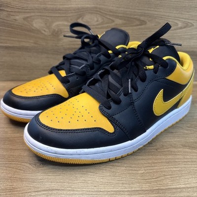 Nike Mens Size 8 Air Jordan 1 Low Yellow Ochre Black Sneakers
