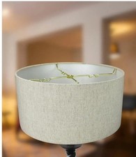 14x14x7" Textured Oatmeal Hardback Drum Lampshade Set Of 2. B489