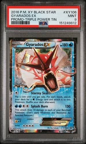2016 POKEMON XY BLACK STAR PROMO TRIPLE POWER TIN #XY106 GYARADOS EX PSA 9