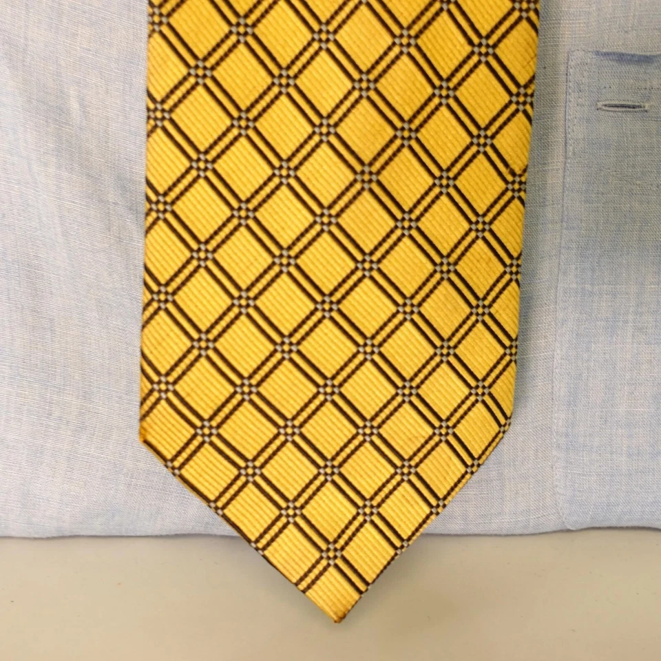 Vestido de seda acanalado vintage VALERIO GARATI con corbata en el cuello para hombre dorado diamante cruz Foto 2 de 4