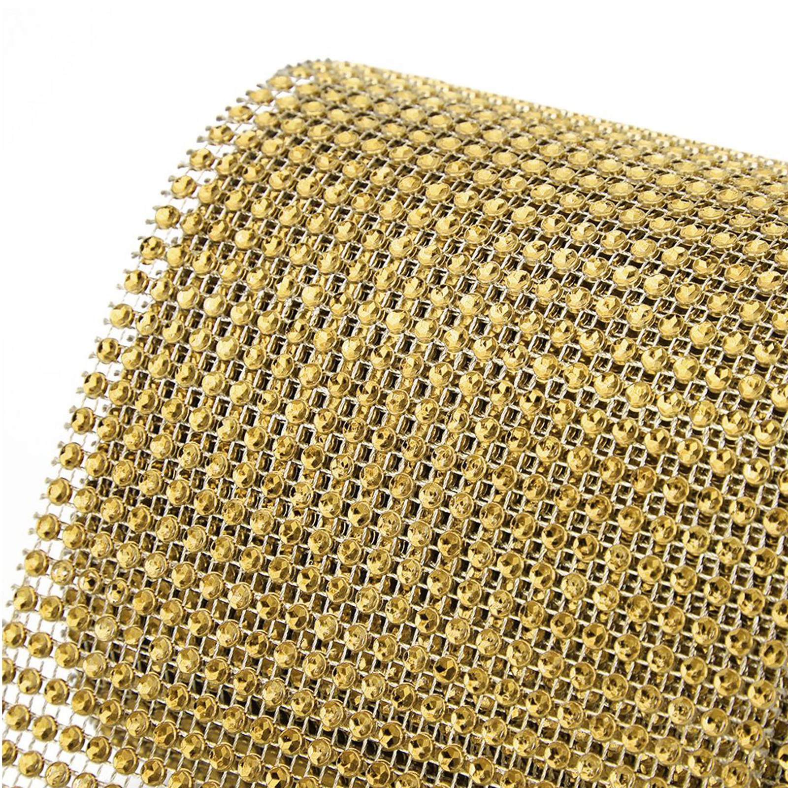9m 24 Rows Electroplating Plastic Artificial Rhinestone Ribbon Mesh Wedding