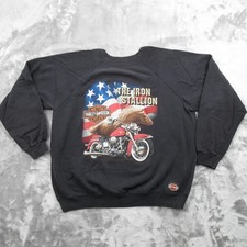 Vintage Harley-Davidson Sweatshirt Mens 2XL Black Iron Stallion Fleece USA 90s
