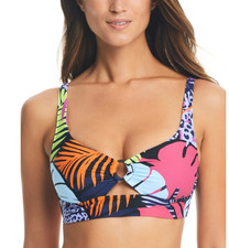 Bar III Women's Palm Prowl O-Ring Biki Bikini Top Swimsuit Multi Size S 10277