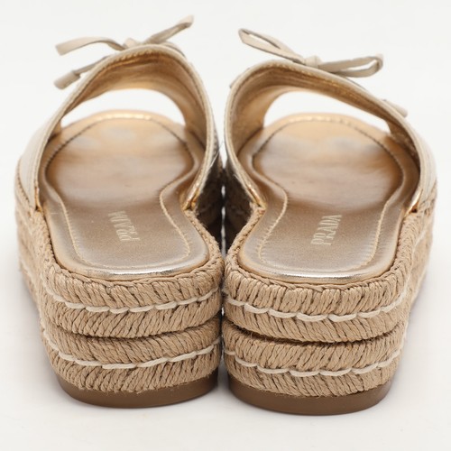 Prada Light Beige Leather Platform Sandals Size 38 - Picture 5 of 9