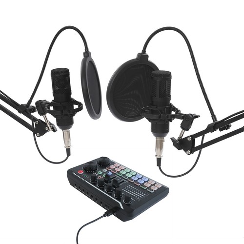 F998 Max Sound Card+BM800 Condenser Microphone Pro Audio Mixer Podcast Equipment - Picture 4 of 17