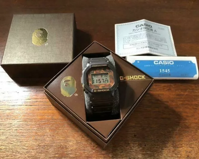 A Bathing Ape BAPE × G-Shock Wrist Watch CASIO DW-5600 Brown Limited W/ Box Rare