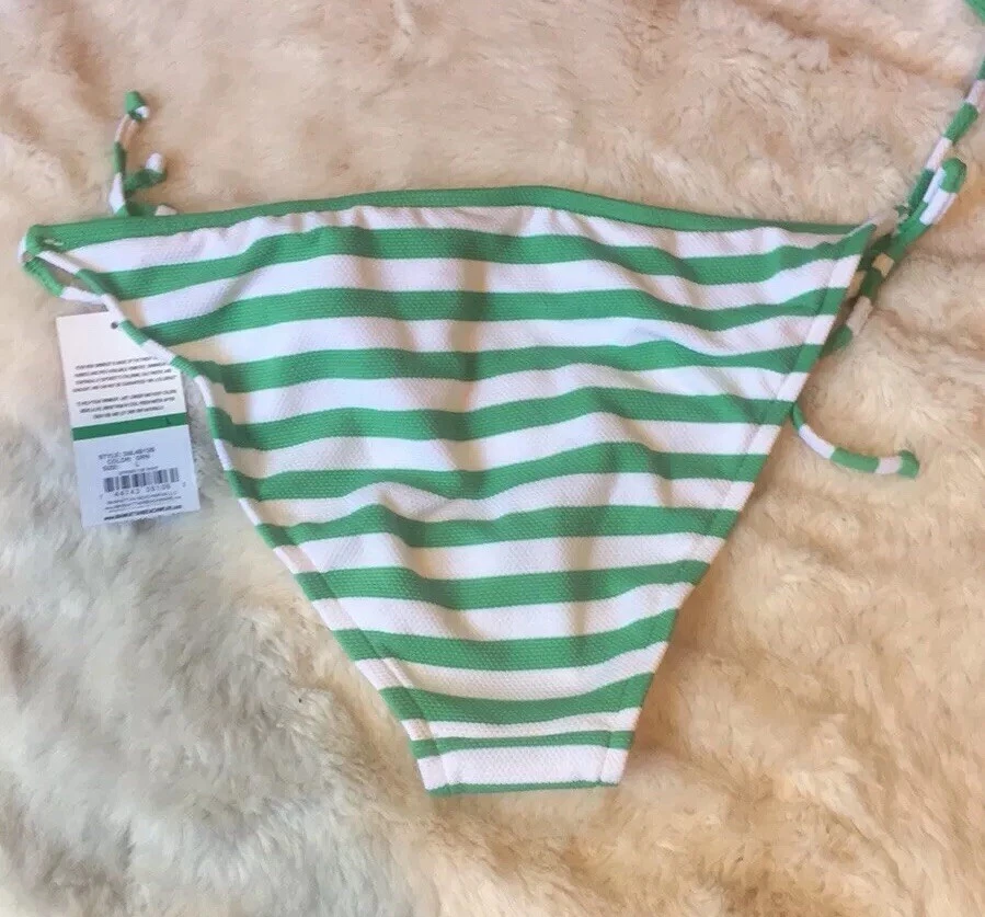 Nuevo con etiquetas Bikini Laboratorio Manhattan Ropa de playa Natación Cuerda Corbata Parte inferior L Raya Verde Foto 2 de 2
