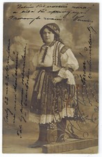 POSTCARD Czech folk costume Moravian kroj ethnic fashion embroidered blouse old