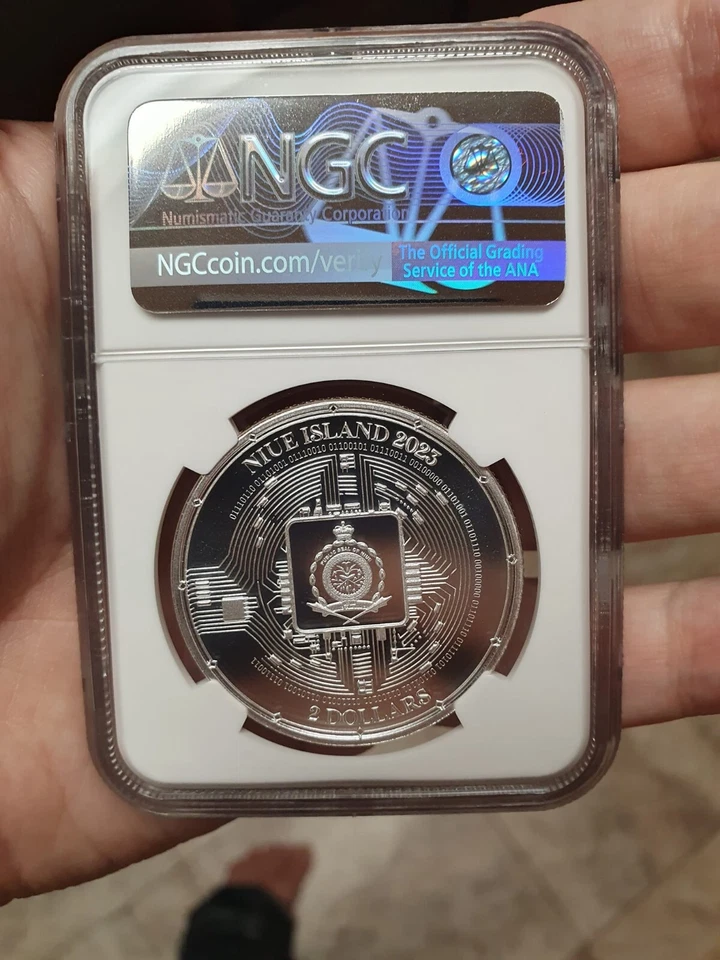 Niue Bitcoin 2023 1 Oz .9999 Silver NGC MS 69 First Releases $2 Cryptocurrency - Image 4 of 4