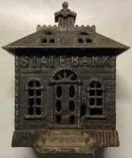 Kenton MFG Co. Antique Cast Iron State State-Bank Still Coin Bank Old Repair